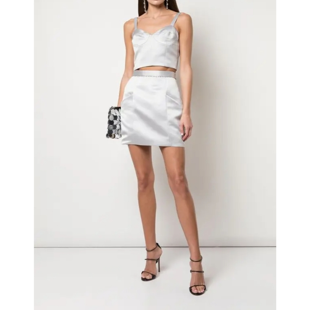 Fleur du Mal Embellished Mini Skirt Platinum